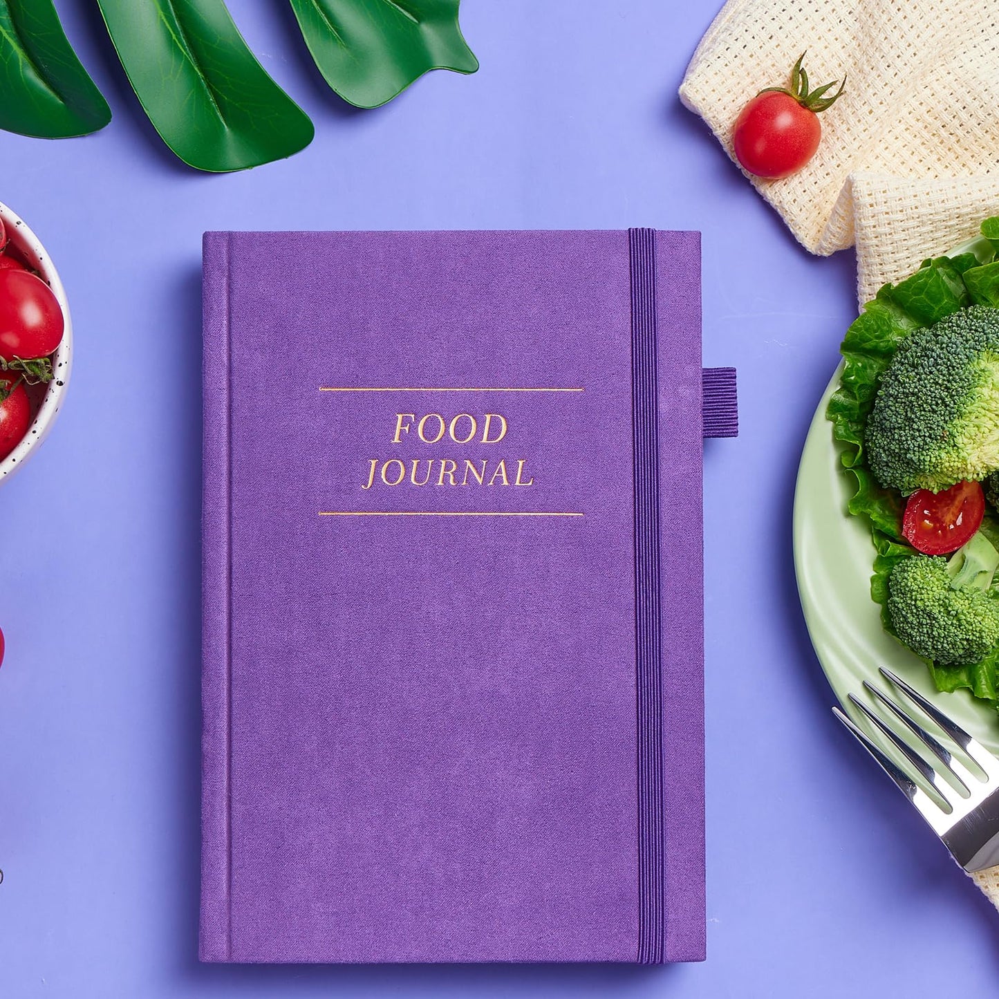 5 MINUTES A DAY Food Journal, Weight Loss Journal for Women, Food Diary to Track Meals, A5 Size Calories Counter Book, 180 Days Diet Wellness Planner for Healthier Lifestyle -Purple