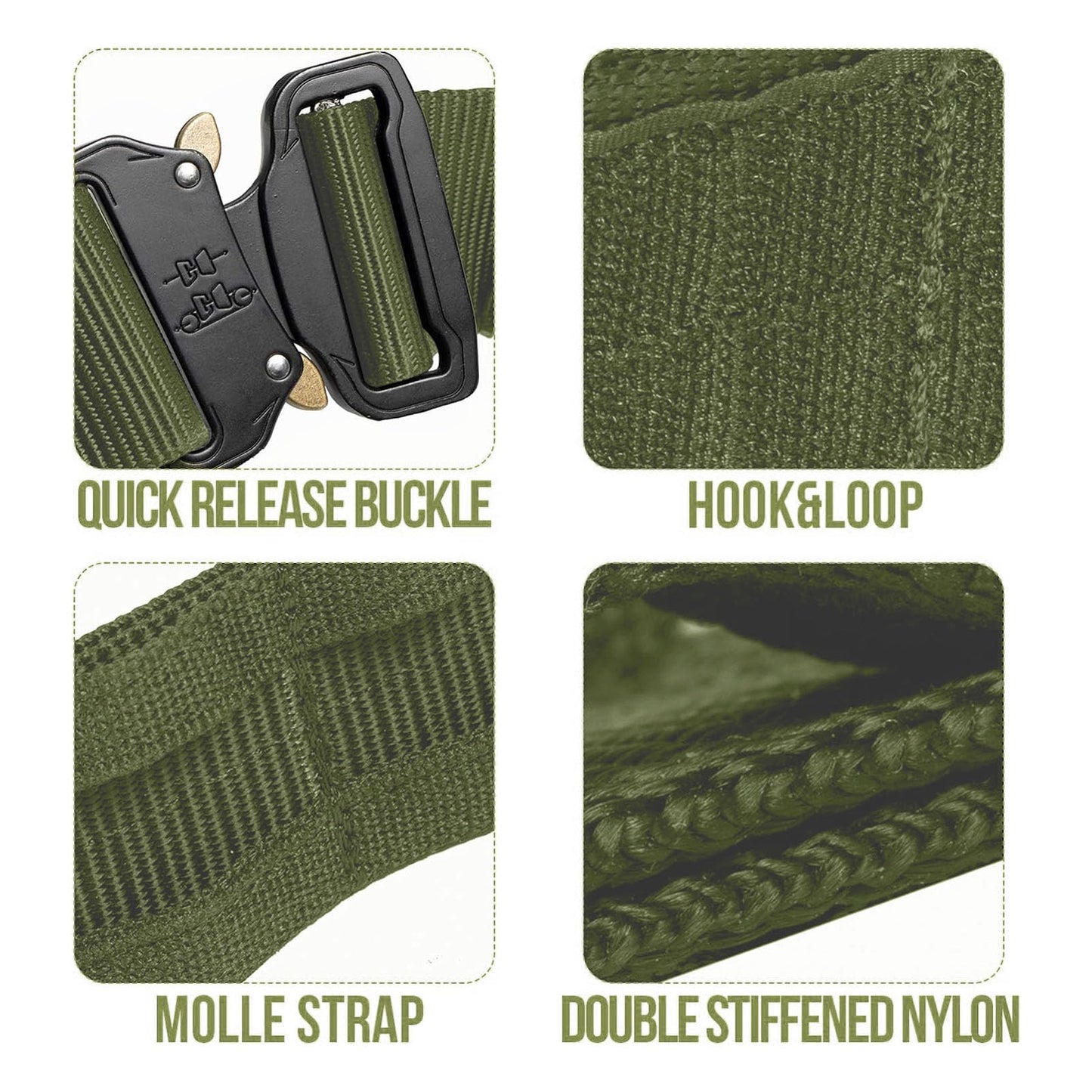 VISMIX Tactical Belt, Quick Release 1.75" MOLLE Battle Belt with Inner Belt and Anti-Slip Pad- Heavy Duty Battle Belts