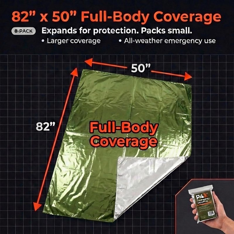 Mylar Emergency Blankets 8-Pack - Waterproof, Rip-Resistant Survival Gear | Thermal Blankets for Outdoor Use