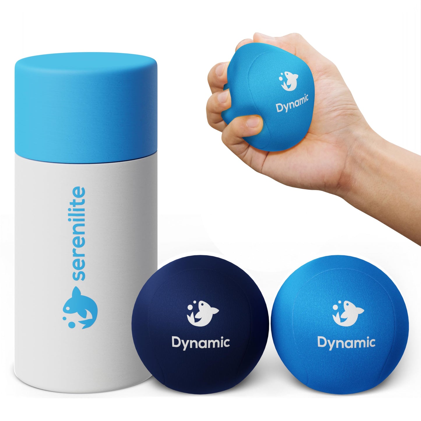 Serenilite Stress Balls for Adults & All Ages - Dynamic Resistance Squeeze Balls - 2 Pack Hand Exercisers for Therapy & Grip Strengthening