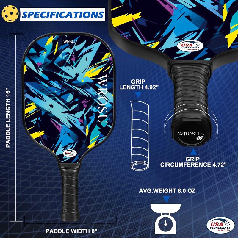 Carbon Fiber Pickleball Paddles Set - USAPA Approved Lightweight Rackets for All Ages | 2 or 4 Paddles, Balls & Bag