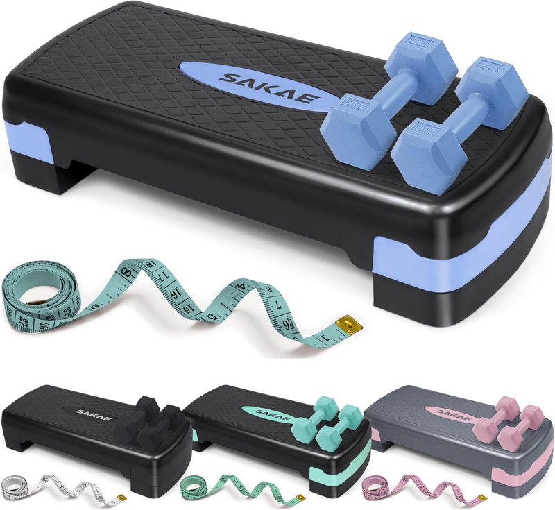 Aerobic Stepper Set - Adjustable Height Workout Platform with Dumbbells & Measuring Tape | 4 Color Options