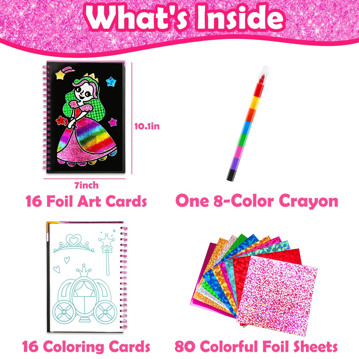 FUNNYB&G Foil Art Craft Kit for Kids, Sparkly Birthday Gift Toy for Girls