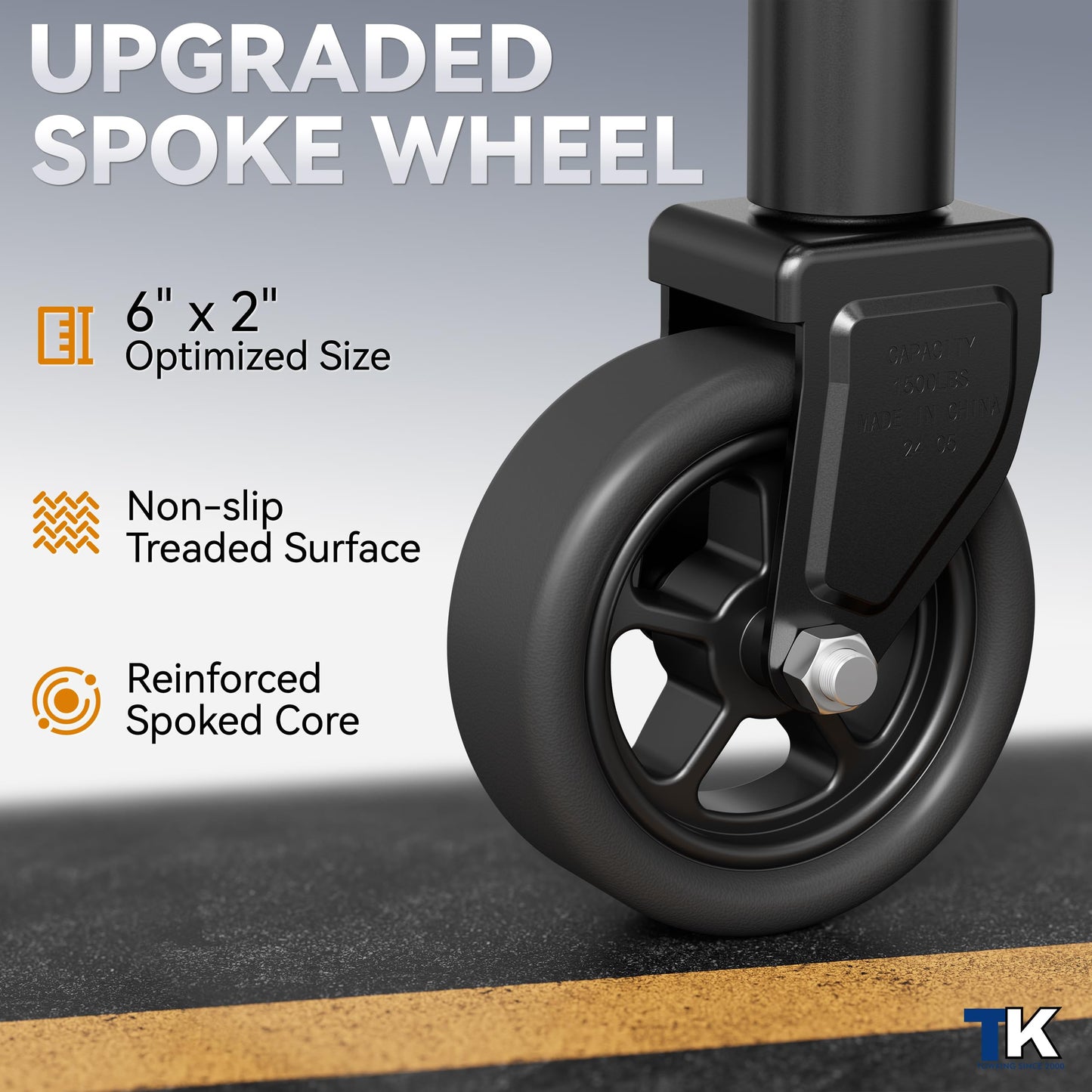 TOWKING Upgraded Spoke Wheel Trailer Jack, 10" Vertical Movement, 1500 lbs, for RV, Boat, Trailer and More, Black