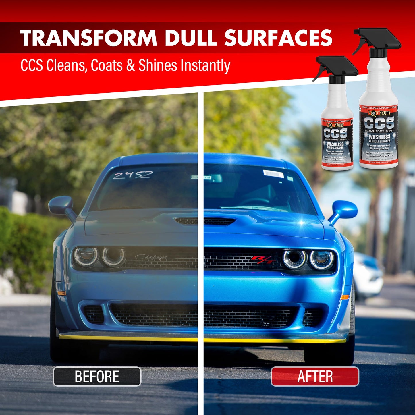 LiQuiTube CCS Multi Surface Cleaner - Bug Remover for Motorcycles, Cars, Trucks, RVs, Boats - Polymer Chain Clear Coat Ceramic Alternative - Top Coat Shine and Protection Technology (32 oz)