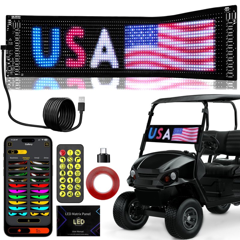 DITRIO Golf Cart Devil Eyes Light,23x5in Programmable Flexible Led Eyes for Car Windshield with App/Remote Control,High Bright DIY Animated Scrolling Electra Eyes for Golf Cart Trucks Suvs Decor