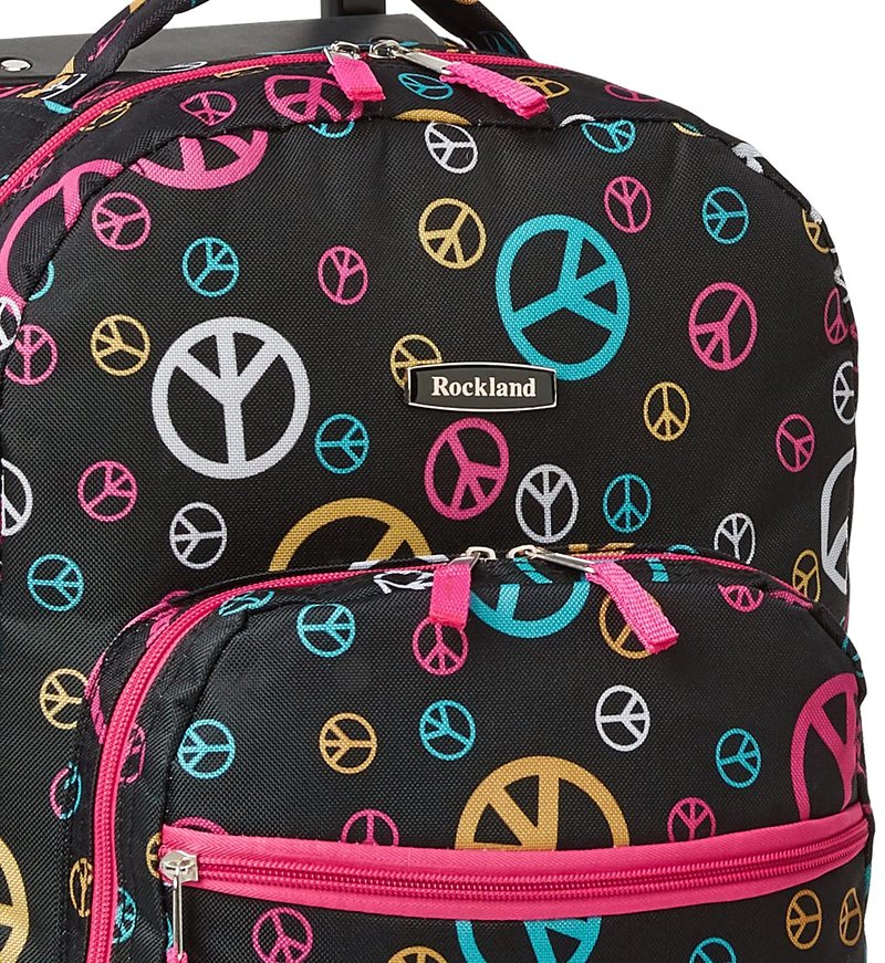 Rockland Double Handle 17" Rolling Backpack, Peace