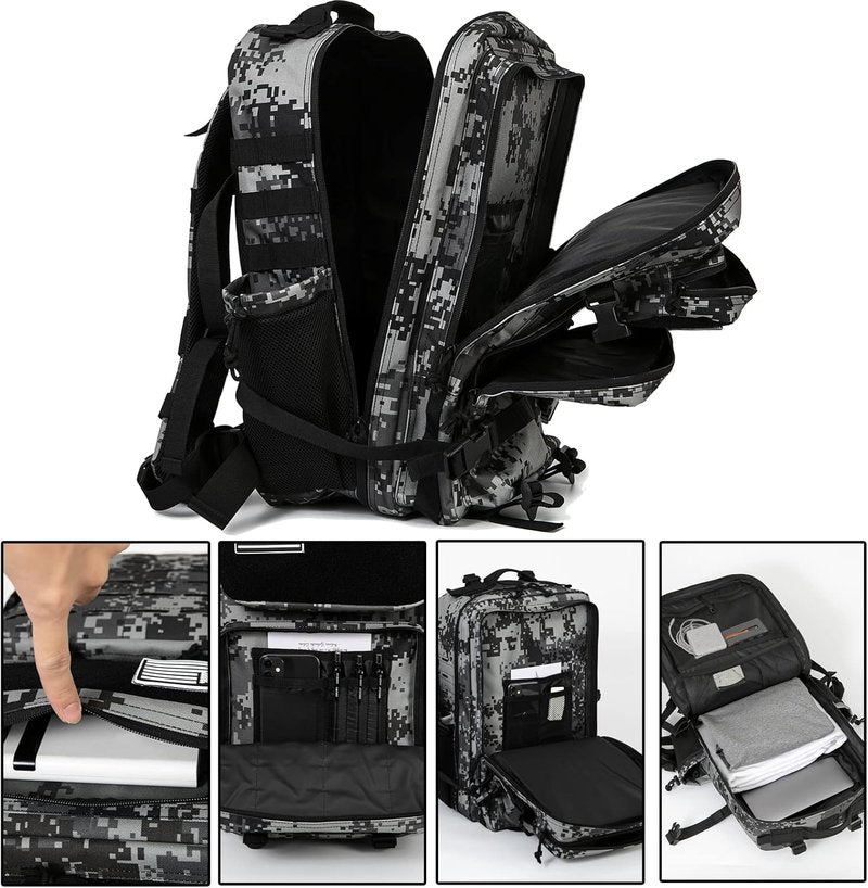 Military Tactical Backpack - 25L/45L Molle Daypack for Men | Hiking Rucksack with Bottle Holder