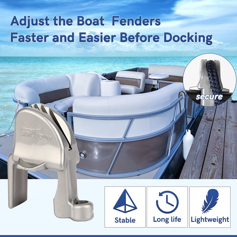 SailVoya Boat Fender Clips, Adjustable Pontoon Boat Square Rail Fender Cleats/Clips/Hangers for Pontoon Bumpers, Pontoon Boat Accessories for Bumpers, 4 Pack