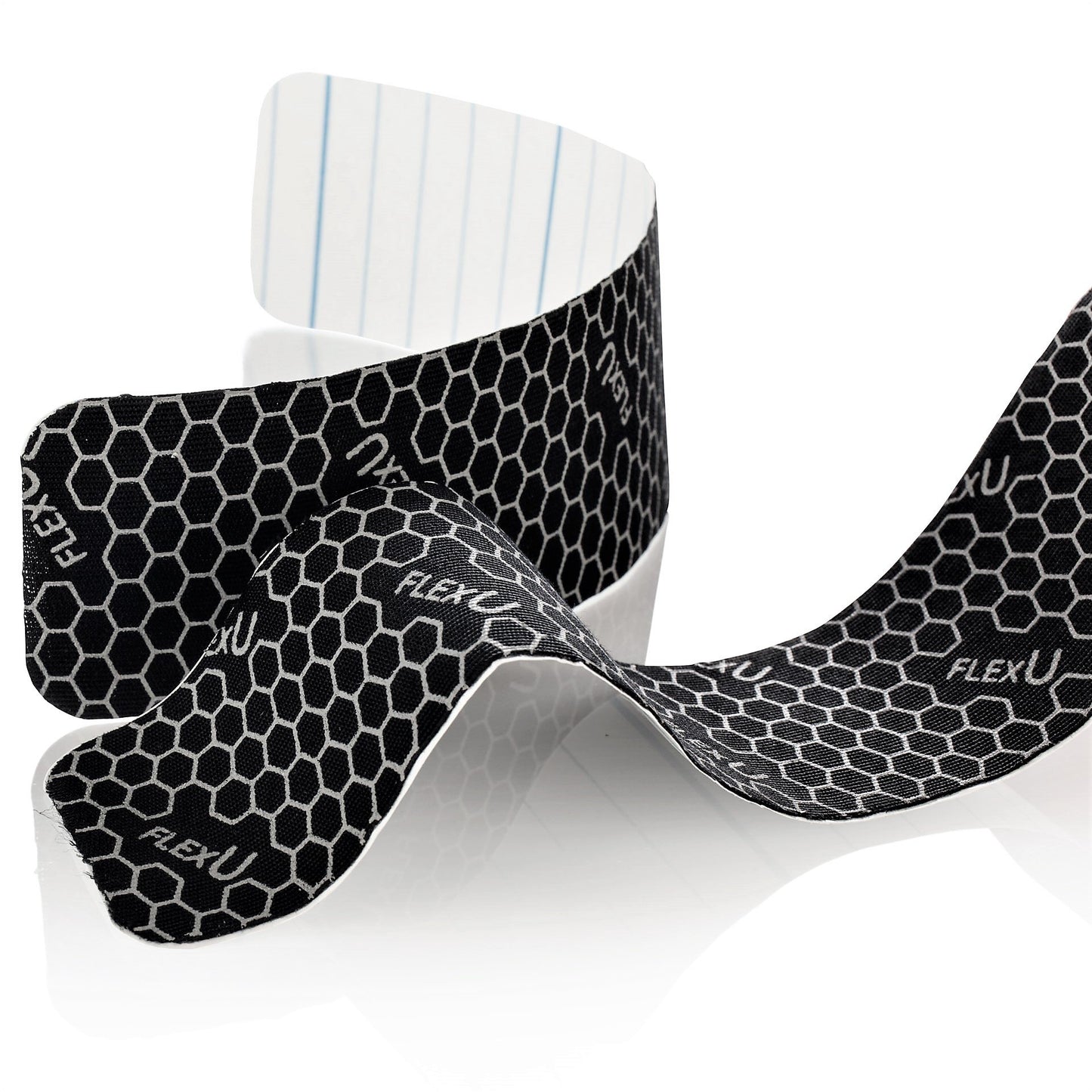 FlexU Black Kinesiology Tape - 3 Roll Pack - 60 Pre-Cut 2"x10" Strips - Hypoallergenic, Long-Lasting Pro-Grade Athletic Tape - Therapeutic Recovery; Best Joint & Muscle Support