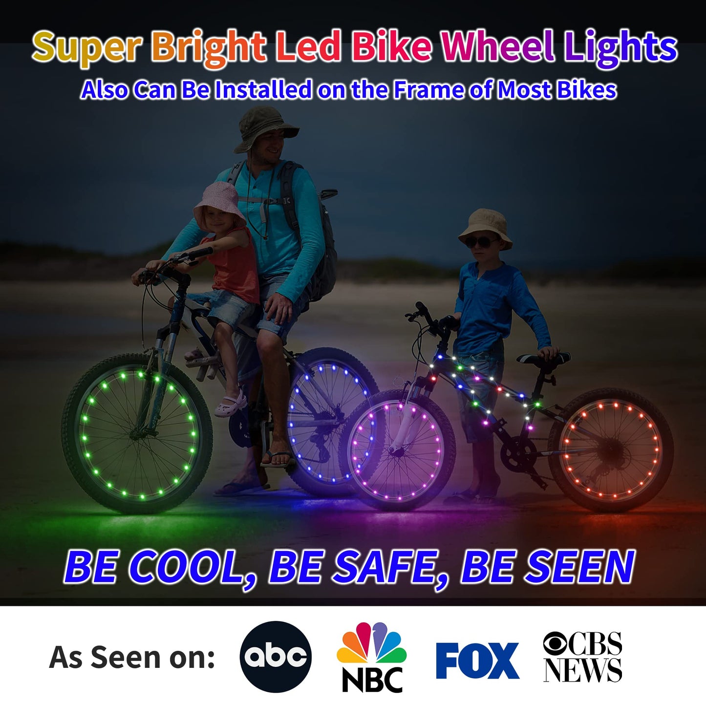 DAWAY A01 LED Bike Wheel Lights (2 Tires, Blue) - Bright Bicycle Spoke Lights, 2 Modes, Waterproof Safety Bike Tire Lights, Fun Night Riding Accessories, with Batteries for Kids & Adults