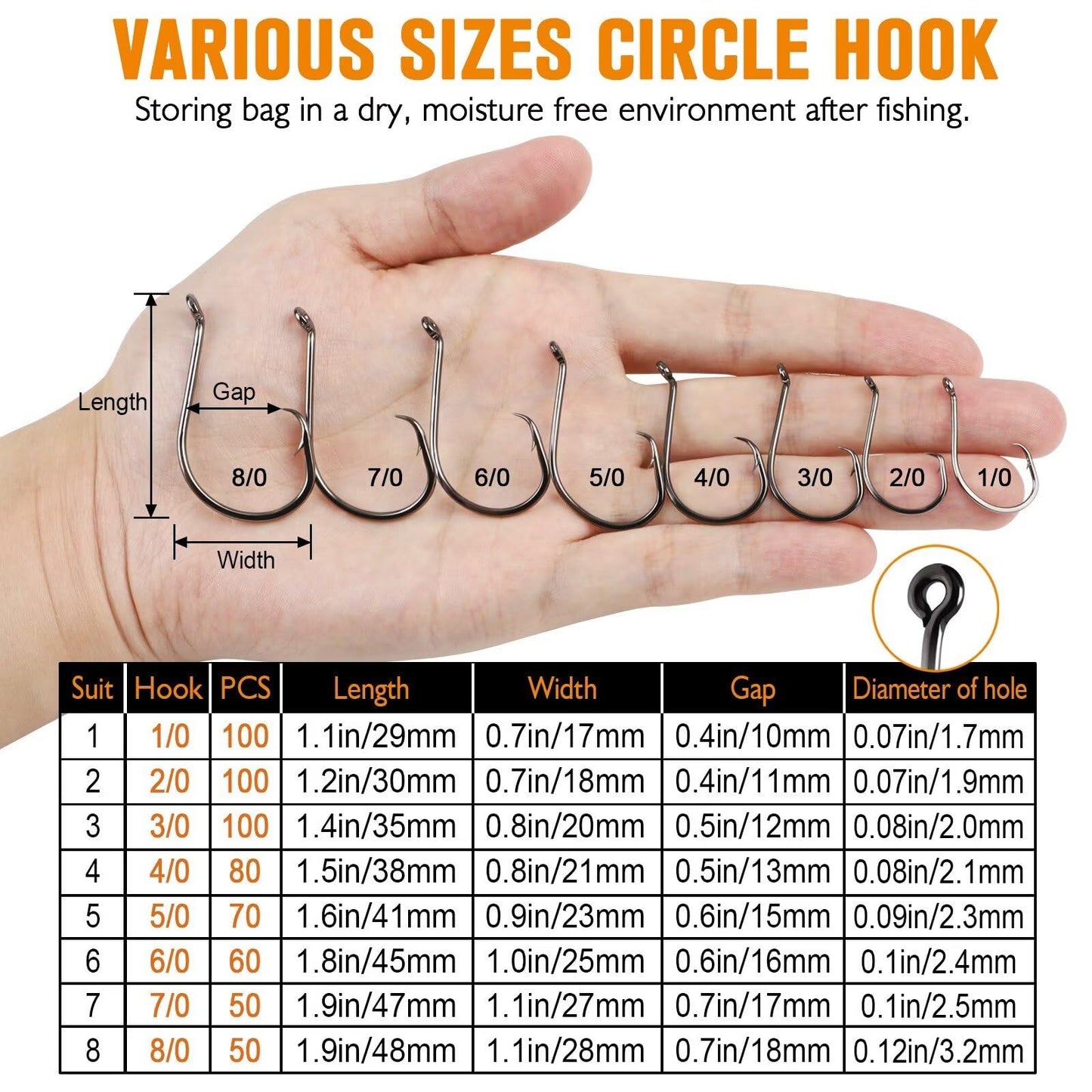 Dovesun Circle Hooks for Catfish 2X Strong 100PCS Catfish Hooks Octopus Circle Hooks Saltwater and Freshwater Black & Red Size 1/0-8/0