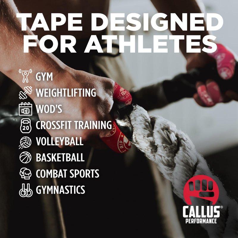 Callus Performance Pre-Cut Finger Tape (1x4") – Slim Hook Grip Tape for Weightlifting, Gymnastics & Rock Climbing – Flexible, Sweat-Proof & No-Residue Adhesive – 3-Pack, 150 Strips Total
