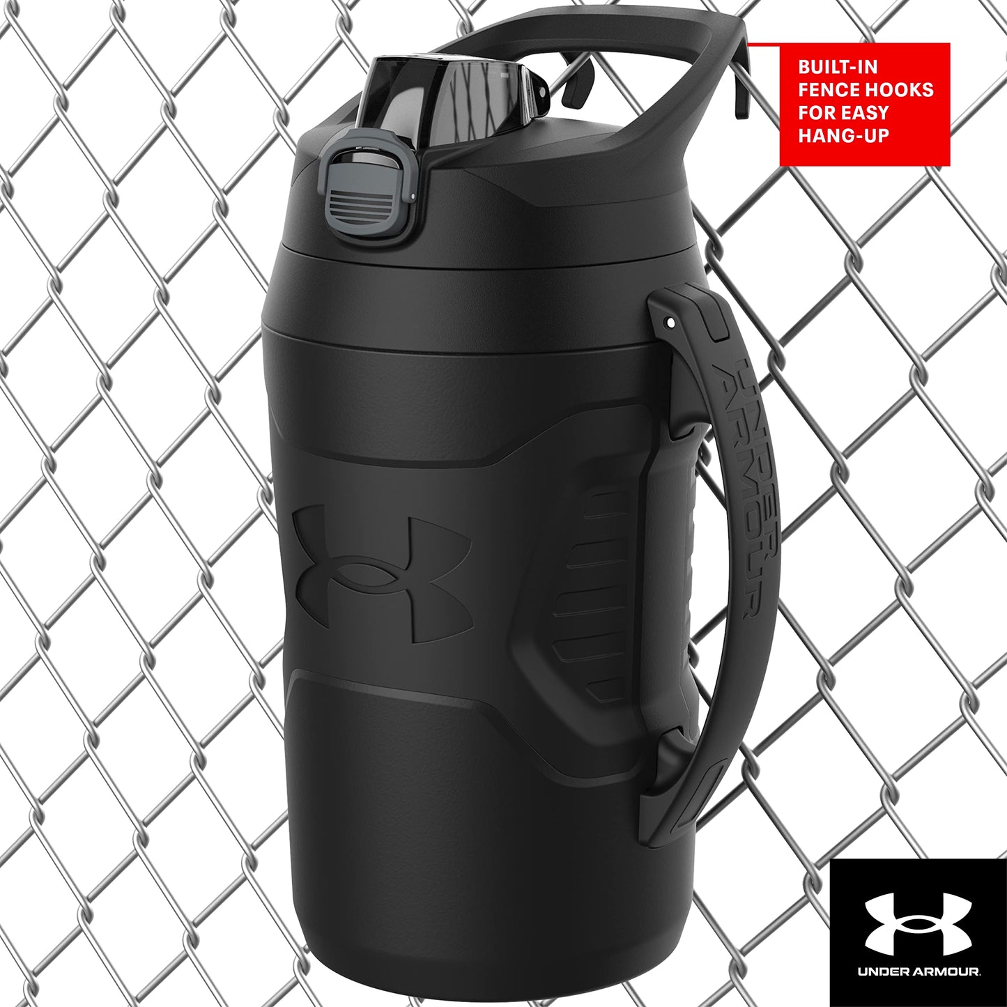 Under Armour Half Gallon Water Bottle Insulated, 64oz Insulated Water Bottle with Handle, Sports Water Jug, Fence Hook, Leak Resistant, for Baseball, Football & More