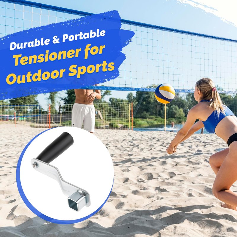 Colaxi Tensioner Handle Hand Crank Easy Installation Professional Accessory Tensioning Device Handle for Tennis Net Pole, Gym, Style A Silver with Black Handle