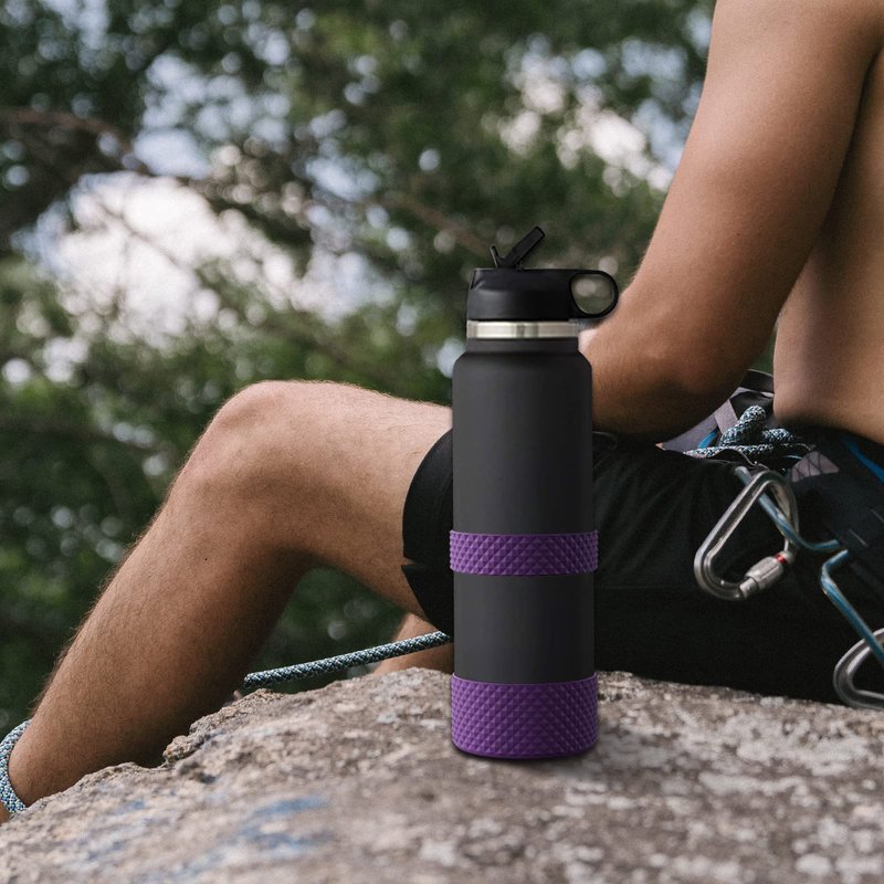 WUQID Water Bottle Boot, Double Protective Diamond Texture Silicone Boot Protector Compatible with 12oz-24oz Hydro Sport Flask Anti-Slip Flex Boot Bottom Sleeve Cover