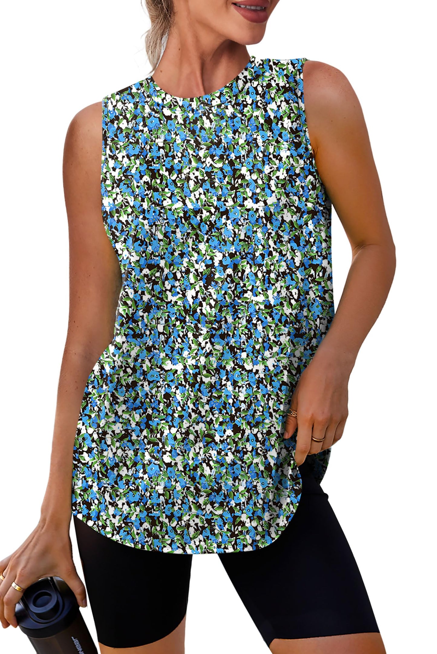 XIEERDUO Workout Tank Tops for Women Sleeveless Running Shirts Activewear Gym Yoga Floral Tops XL