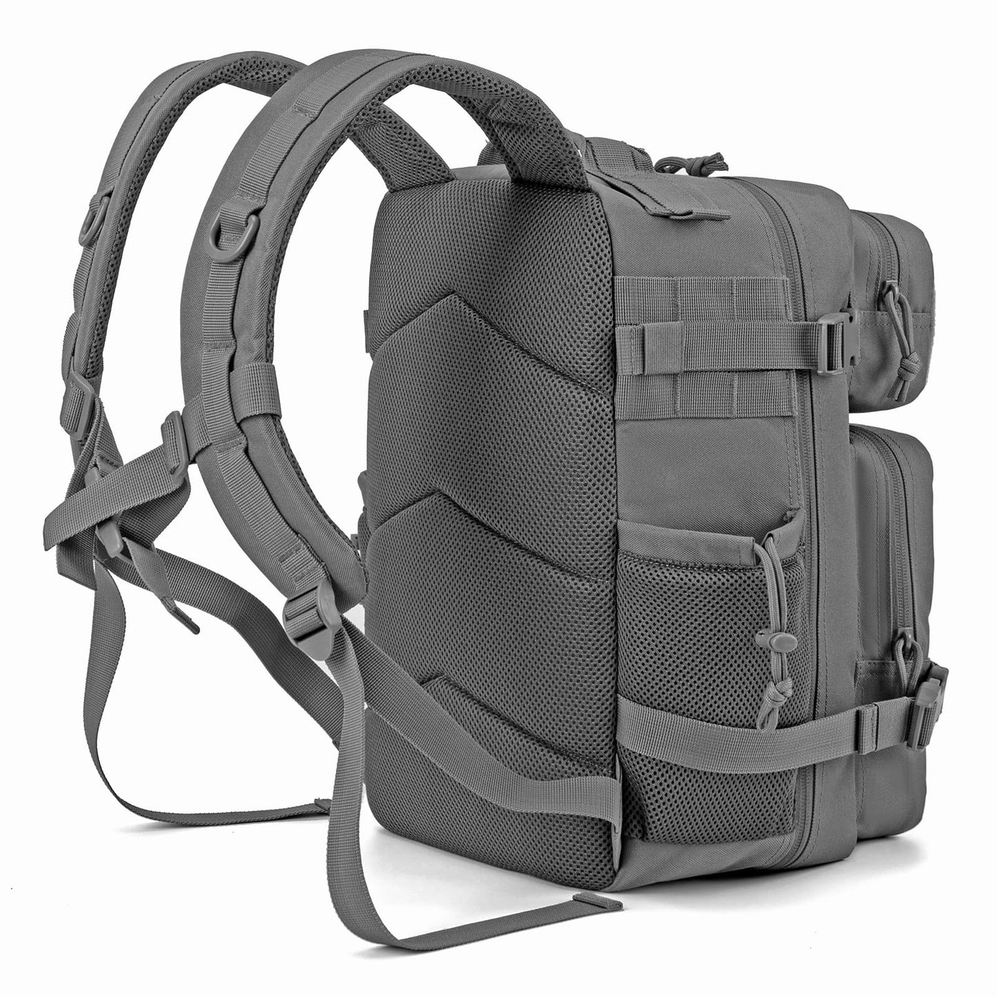 QT&QY 25L Military Tactical Backpacks For Women Survival Army Laser cut Molle Daypack small EDC Bug Out Bag Gym Rucksack With Dual Cup Holders medical Rucksack Gray heavy duty backpack