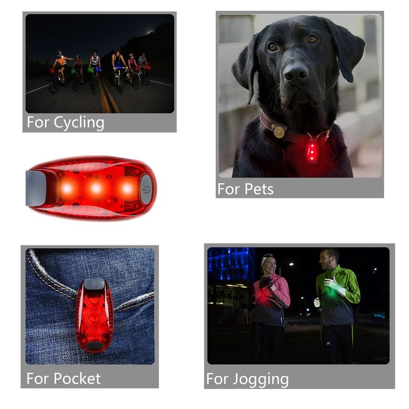 STURME LED Safety Light Strobe Lights for Daytime Running Walking Bicycle Bike Kids Child Woman Dog Pet Runner Best Flashing Warning Clip on Small Reflective Set Flash Walk Night (Green Blue Redx2)