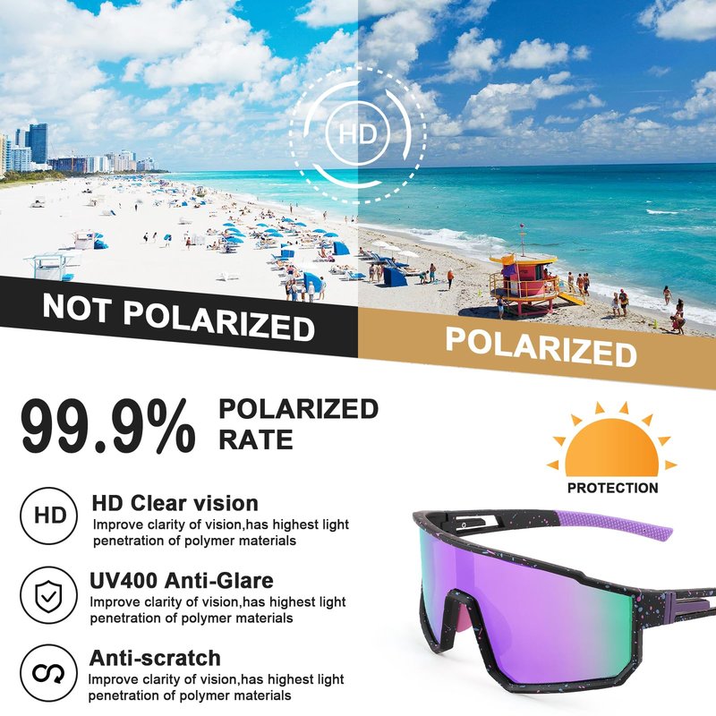 Karsaer Vision Polarized Cycling Riding Glasses Sports Sunglasses Men Women for Moutain Baseball MTB Bicycle