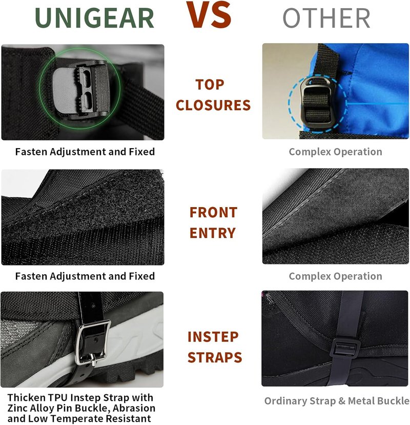 Leg Gaiters - 1000D Waterproof Fabric for Hiking, Walking, Climbing & Skiing | Durable & Lightweight