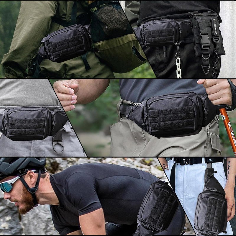 DZHPSRSZ Tactical Fanny Pack for Men,800D Oxford Fabric Fanny Pack for Men,Fanny Packs Man for Hiking Climbing,Fishing,Cycling,Hunting,Adjustable Conceal Carry Tactical Fanny Packs(Black)