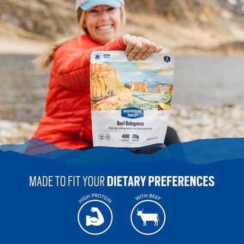 Backpacker's Pantry Beef Bolognese | Freeze Dried Backpacking & Camping Food - Emergency Food - 28g Protein - 6 Count