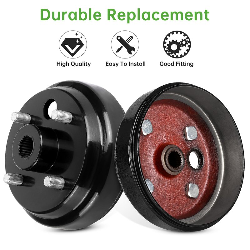 10L0L Golf Cart Brake Drum Hub Assembly for EZGO TXT 1991-up with 4 Cycle Gas Engines, 30-Tooth Spline 1 Inch Large Hole, Replace OEM 21807-G1 21807G1 41843-94