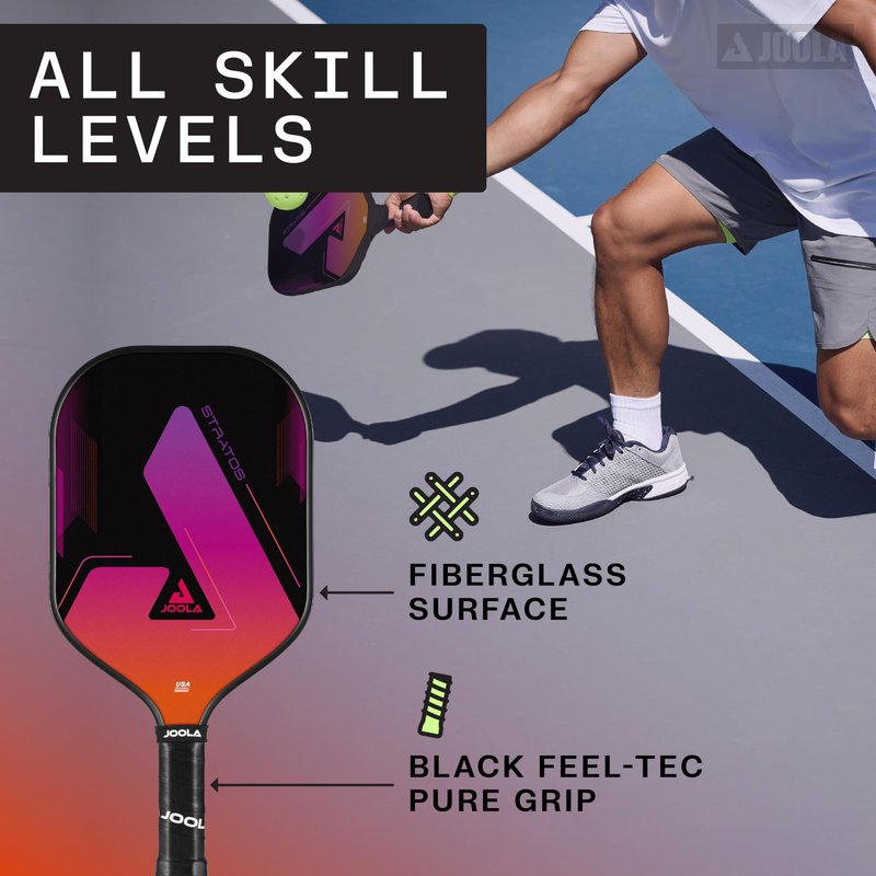 JOOLA Stratos Pickleball Paddle – Reinforced Fiberglass Surface, Honeycomb Polypropylene Core, USAPA Approved, Durable & Beginner-Friendly Pickleball Racket with Comfortable Grip