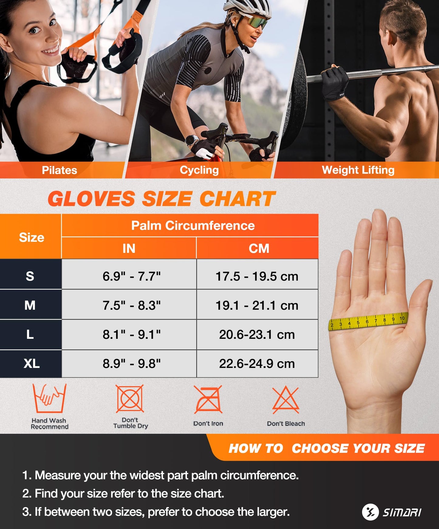 SIMARI Gel Pad Cycling Gloves with Cushion/Grip/Breathable, Workout Bike Gloves for Men Women Biking, Mountain Biking, Fitness, Gym Exercise, Weight Lifting Training, Yoga, Pilates (Black, L)