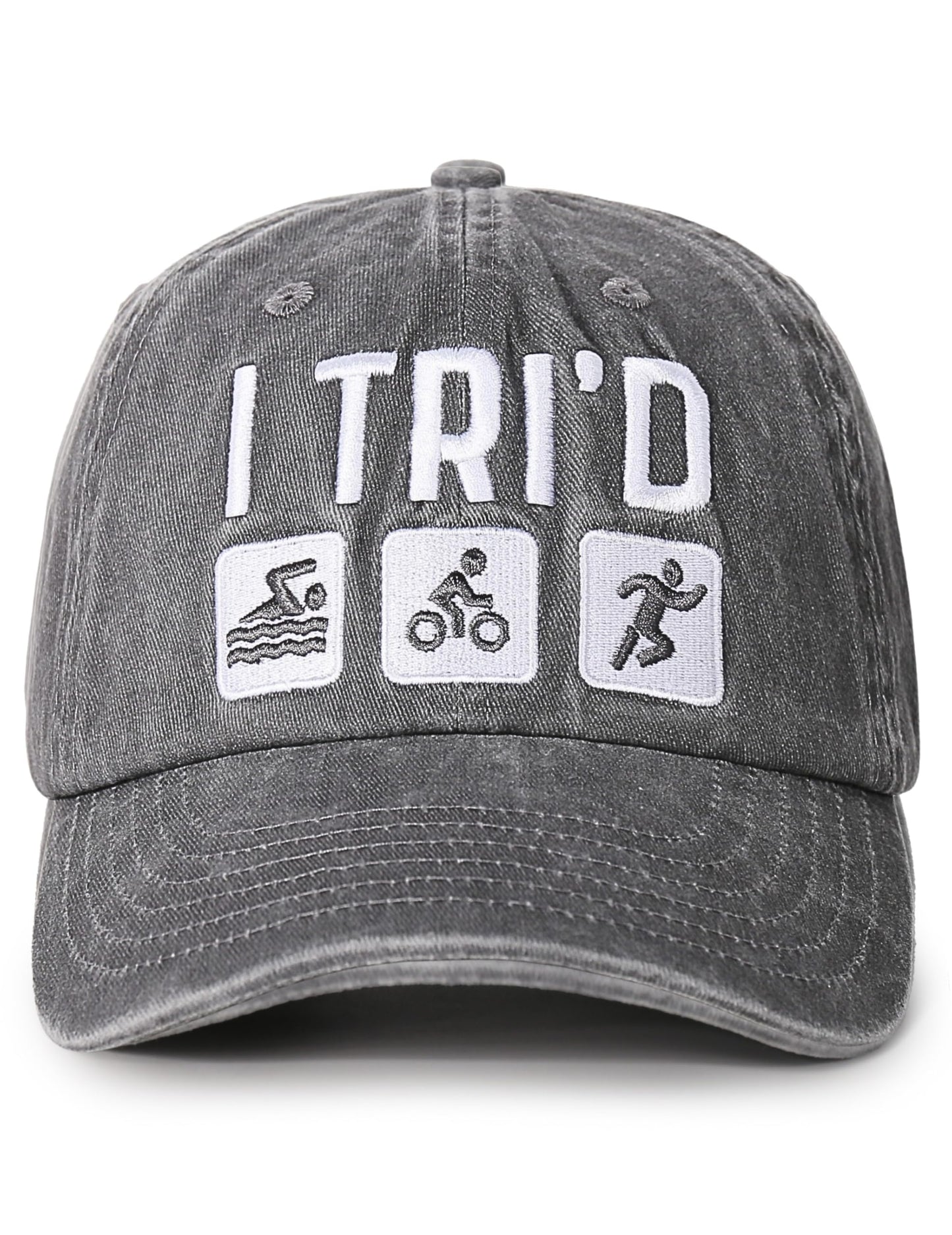 InnoBeta Triathlon Gifts, Triathlon Hat for Men Women for Christmas, Birthday, Adjustable Embroidered Baseball Cap Gray