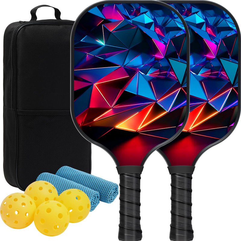 YULISKY Pickleball Paddles, Fiberglass Surface Pickleball Set of 2, Lightweight Pickleball Rackets, with 4 Balls, 2 Cooling Towels & 1 Carrying Case, Pickle Ball Paddle Set for Indoor Outdoor