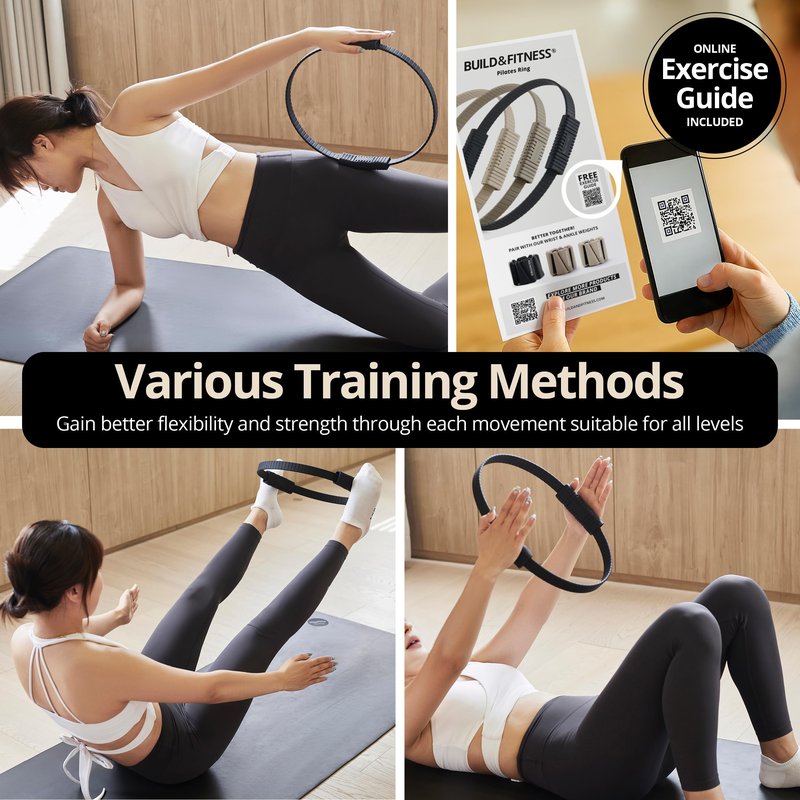 Build & Fitness Pilates Ring – 13.5 inch Magic Circle for Toning Thighs, Core, and Arms – Lightweight, Durable Silicone & Fiberglass Construction for Modern Home, Studio & Travel Workouts