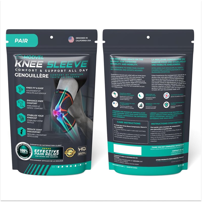 Compression Knee Brace for Running & Pain Relief - 2-Pack Support Sleeves for Men & Women | Ideal for ACL, Meniscus Tear, Arthritis