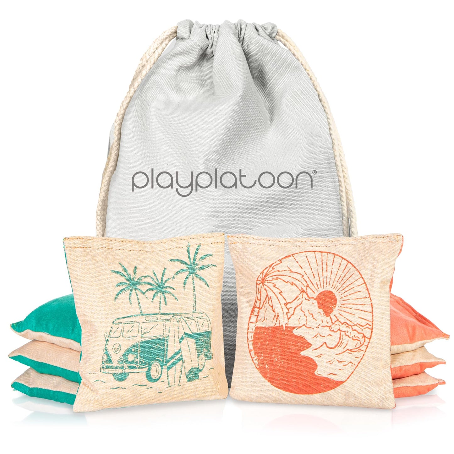 Play Platoon Professional Cornhole Bags - Set of 8 Regulation All Weather Double Sided - Sticky/Slick Side Bean Bags for Pro Corn Hole Game, Slick Duck Canvas & Sticky Suede