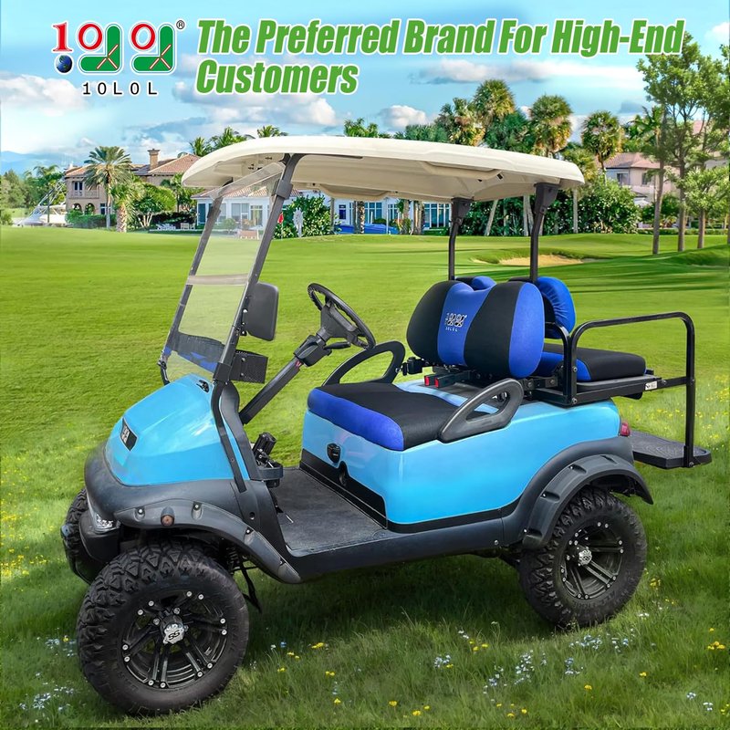 10L0L Golf Cart Seat Covers for Yamaha, Club Car Precedent, Fairplay and Star Models, Large Backrest 3D Air Mesh Fabric Breathable Anti-Slip Washable - Blue