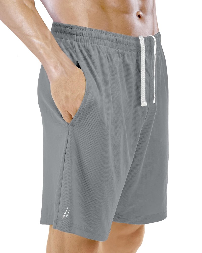 NY Threads 5 Pack Men's Athletic Shorts Quick Dry Loose-Fit Lightweight Running Workout Gym Shorts with Pockets, XX-Large, Black/Black/Navy/Dark Grey/Medium Grey