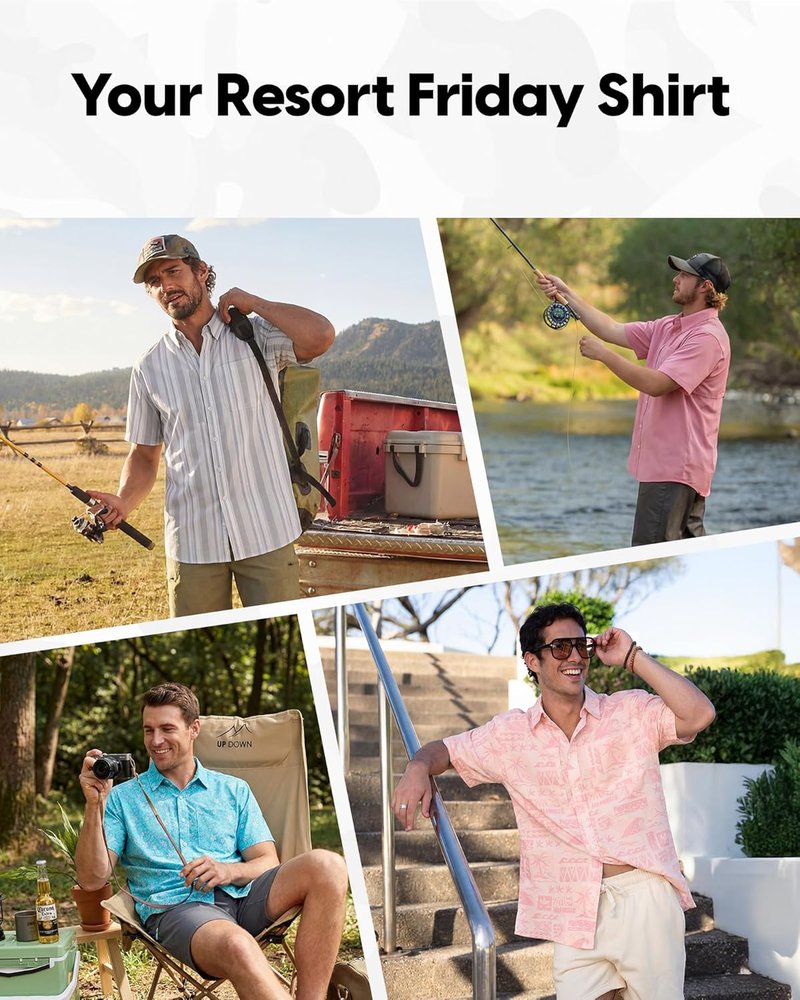 Men’s Hawaiian Button Down Short Sleeve Shirt | UPF50+ Sun Protection, Quick Dry, Vented Back