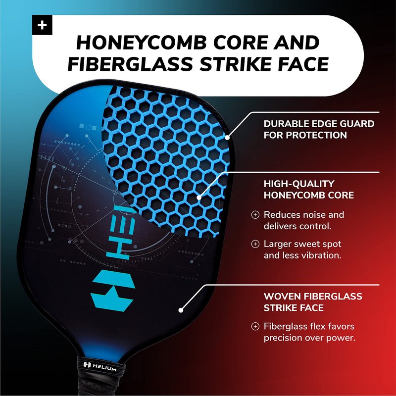 Helium Pickleball Paddles Set of 4 - USAPA Certified - Graphite Fiberglass Surface, Lightweight Honeycomb Core