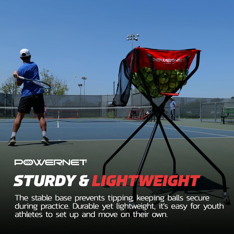PowerNet Baseball, Softball & Tennis Ball Caddy, 36" Portable Cart with Wheels Holds up to 100 Tennis Balls, Baseball Holder (Wheeled Caddy)
