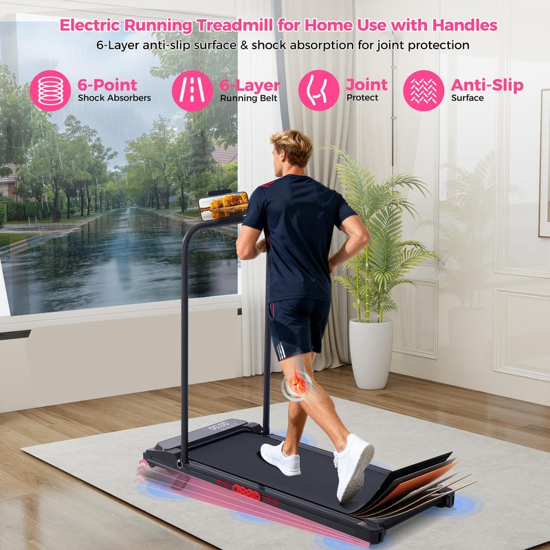 Walking Pad with Incline and Handle Bar, 2026 Upgrade Electric Small Walking Pads Treadmills with Handles, Compact Treadmill with Handles for Home Small Spaces, 3.5HP, 0.6-7.6MPH, 350LBS