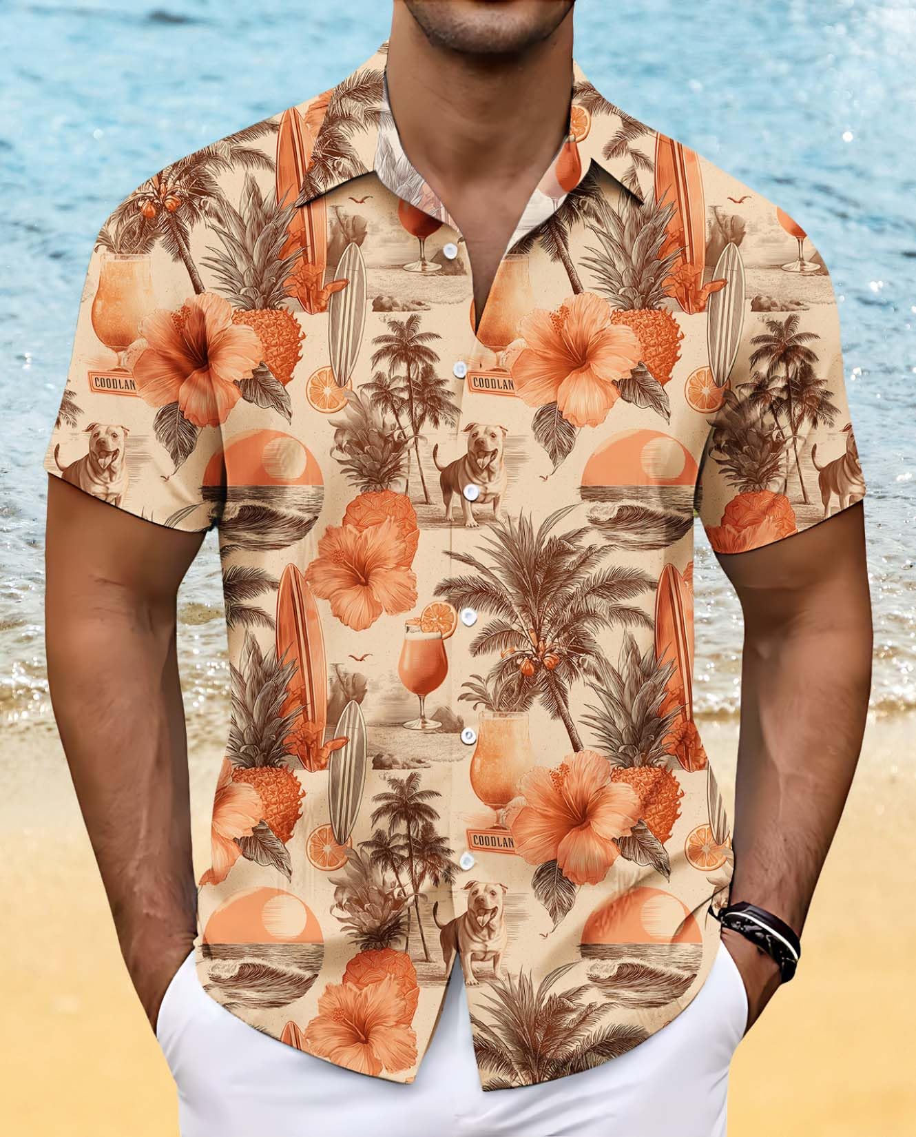 Mens Hawaiian Button Up Shirt Beach Vacation Cruise Tee Summer Tropical Palm Leaf Shirts Casual Unique Pattern Comfy Tops