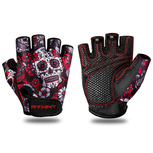 ZEROFIRE Workout Gloves for Women Men - Weight Lifting Gloves with Full Palm Protection & Extra Grip for Women Gym, Weightlifting, Weight Lift, Rowing, Exercise, Sport, Cycling.Skull Red-XSmall