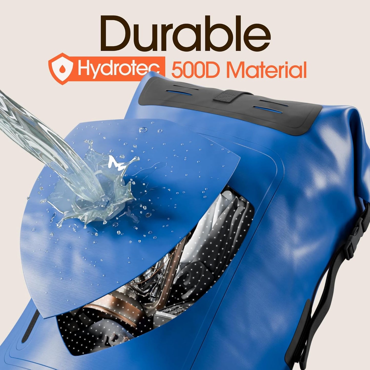 Waterproof Backpack for Hiking - Heavy Duty Roll-Top Closure | Cushioned Dry Bag & Phone Case Included