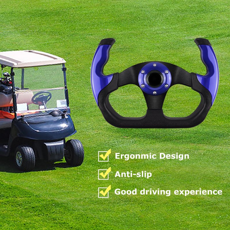 QYMOPAY Golf Cart Steering Wheel, Skid Steering Wheel, Universal Golf Cart for Club Car EZGO RXV and TXT, Yamaha, Precedent Tempo, DS