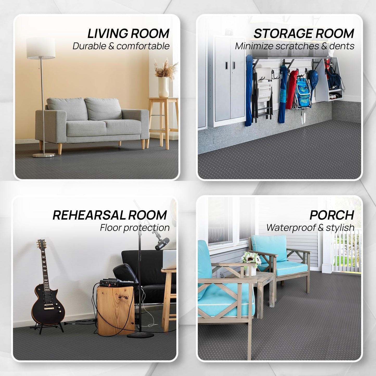 Yes4All EVA Interlocking Mats, Puzzle Floor Tiles, Foam Floor Padding with Border for Furniture, Home Space, Living Room, Garage 11 SQFT
