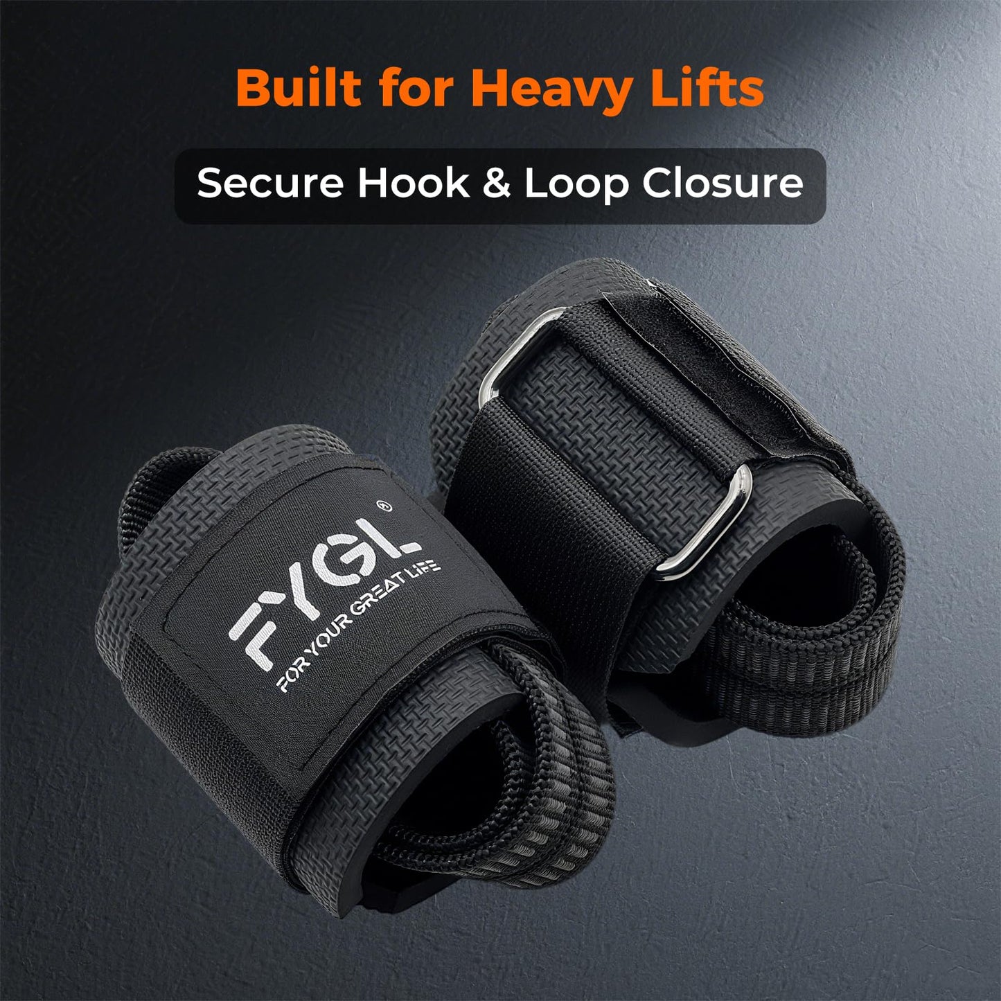 FYGL Weight-Lifting-Straps - Neoprene Padded Wrist Support with Nylon Dura Grip, Wrist Wraps for Weightlifting, Powerlifting, Deadlift & Strength Training, Black