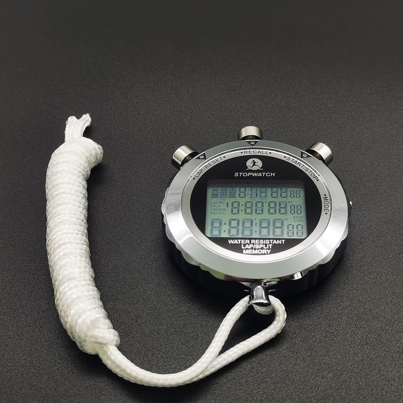 Metal Stop Watch 100 Lap Memory 0.01second Timing Stopwatches Timer with Countdown Alarm Clock for Sports Coach Running