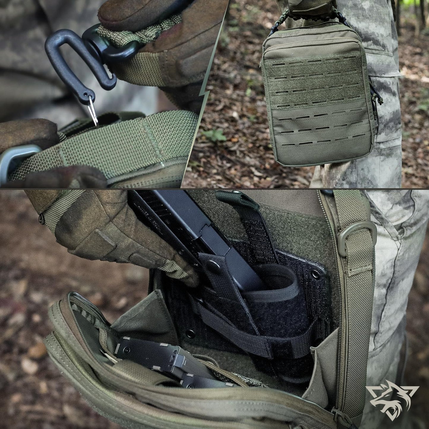 WYNEX Tactical Molle Admin Pouch, Utility EDC Pouch Organizer Modular Tool Pouch of Double Layer Design Medical EMT Attachment Bag Large Capacity with Elastic Webbing Insert Panel