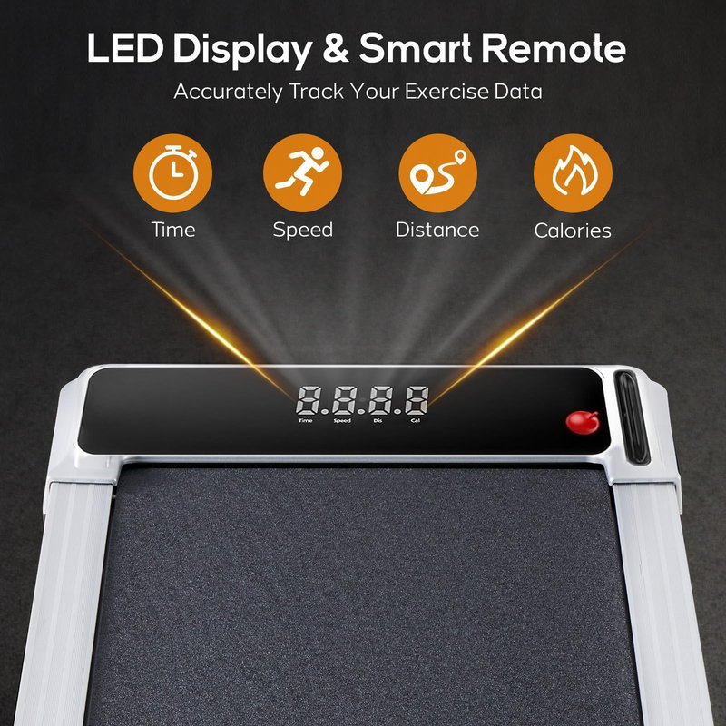 AIDOLY Walking Pad Under Desk Treadmill, Portable Compact Electric Walking Treadmill with Remote Control & LED Display for Home Office, Quiet Fitness Machine, Silver